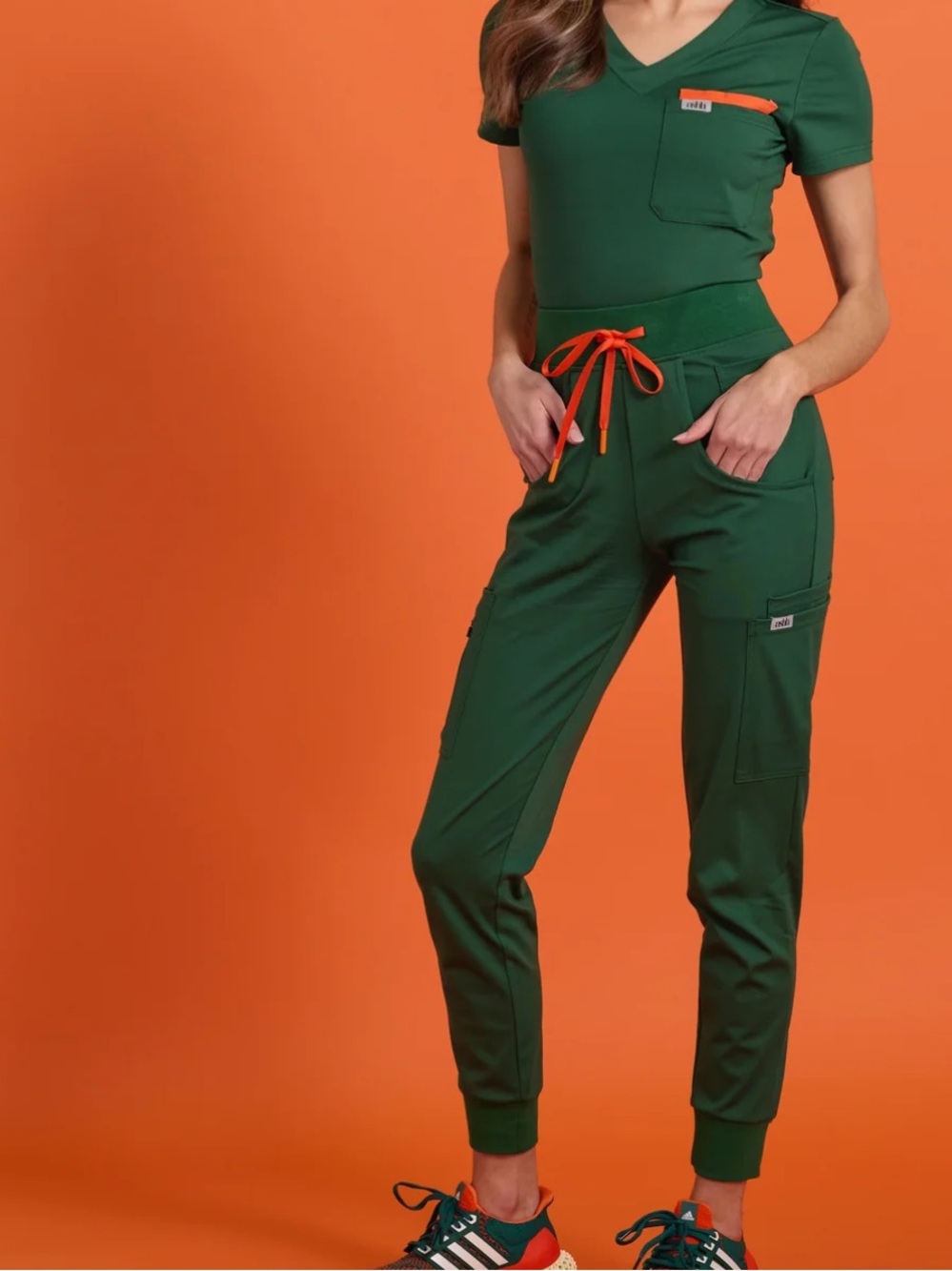 Ashh Aneesa Hunter Green Scrub top + joggers